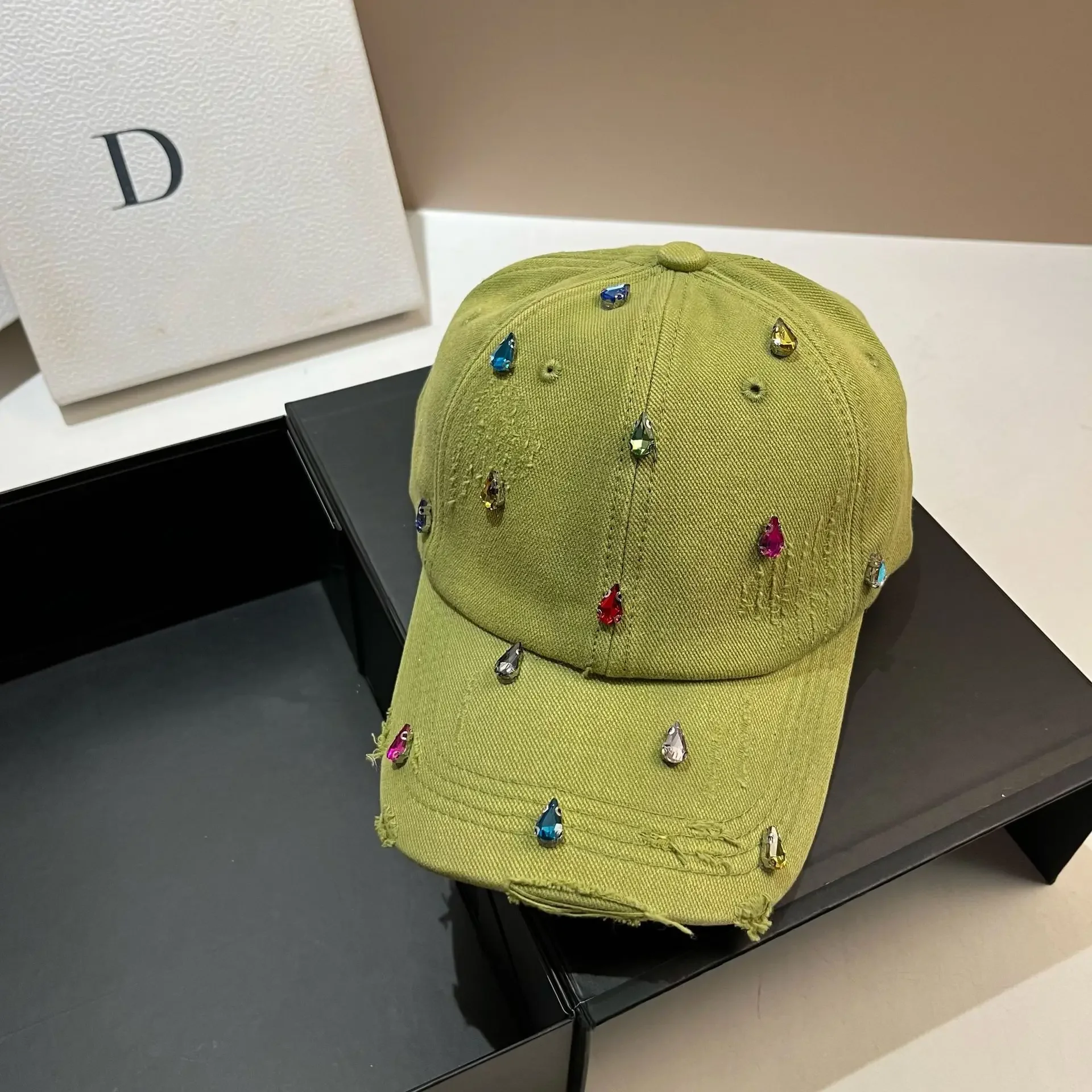 Luxus Wasser Diamant Baseball Caps Koreanische Designer Manuelle Personalisierte Sonnenhut Männer Frauen Jugend Trend Wasser Gewaschen Snapback Cap – Detail 5