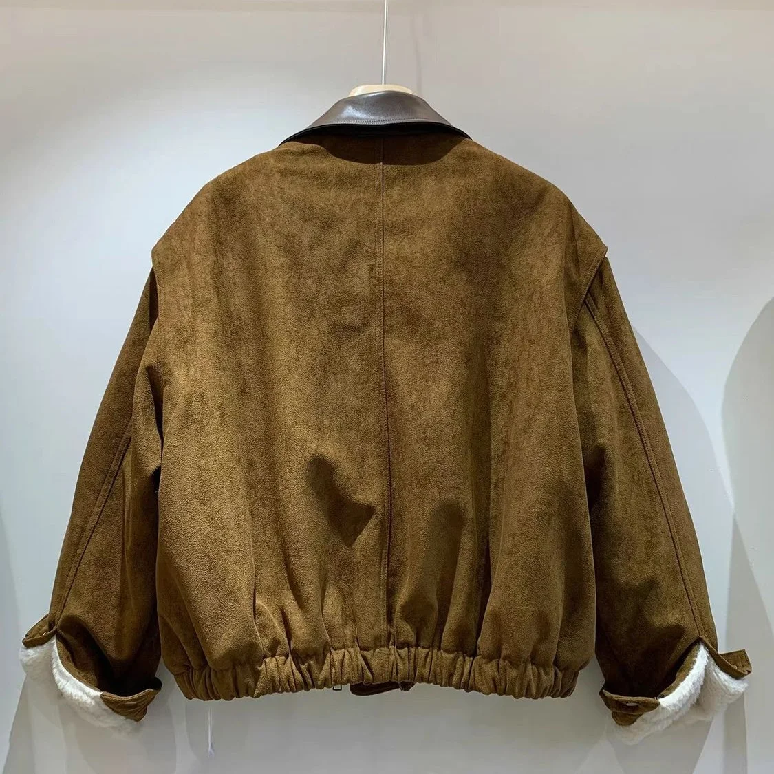 새로운 가을 겨울 여성용 인조 스웨이드 재킷 퍼 칼라 플리스 안감 따뜻한 코트 캐주얼 두꺼운 재킷 탑