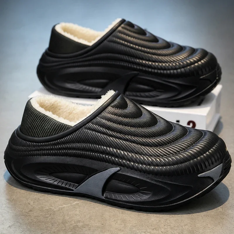 Winter Slippers Soft Soled Warm Silent Indoor Men's Cotton Slippers Wrap Heel Men Plush Slippers Home Pantoufles