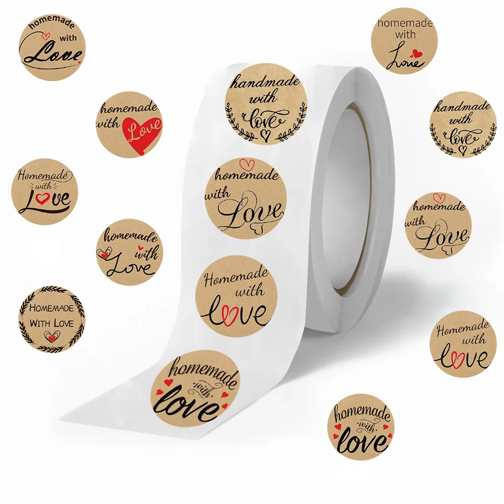 500pcs/roll English Love Phrases Stickers Small Business Gift Box Packaging Decor Thank You Sticker Seal Labels