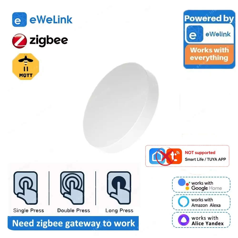Novo botão zigbee interruptor de cena remoto sem fio um controlador chave cenário automação residencial inteligente para ewelink alexa google 2mqtt