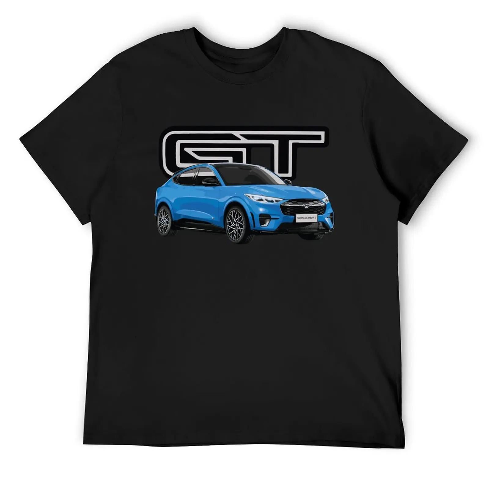 MUSTANG MACH-E GT Grabber Blue Performance Electric SUV T-Shirt customs tees vintage mens white t shirts