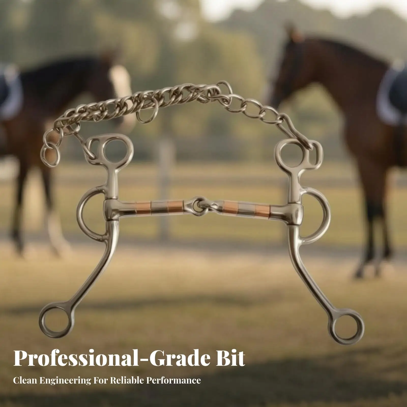 Horse Bit with Curb Chain Stainless Steel Jointed Curb Bit Chin Chain Long-Lasting for Equestrians, Equestrian Riding view 2