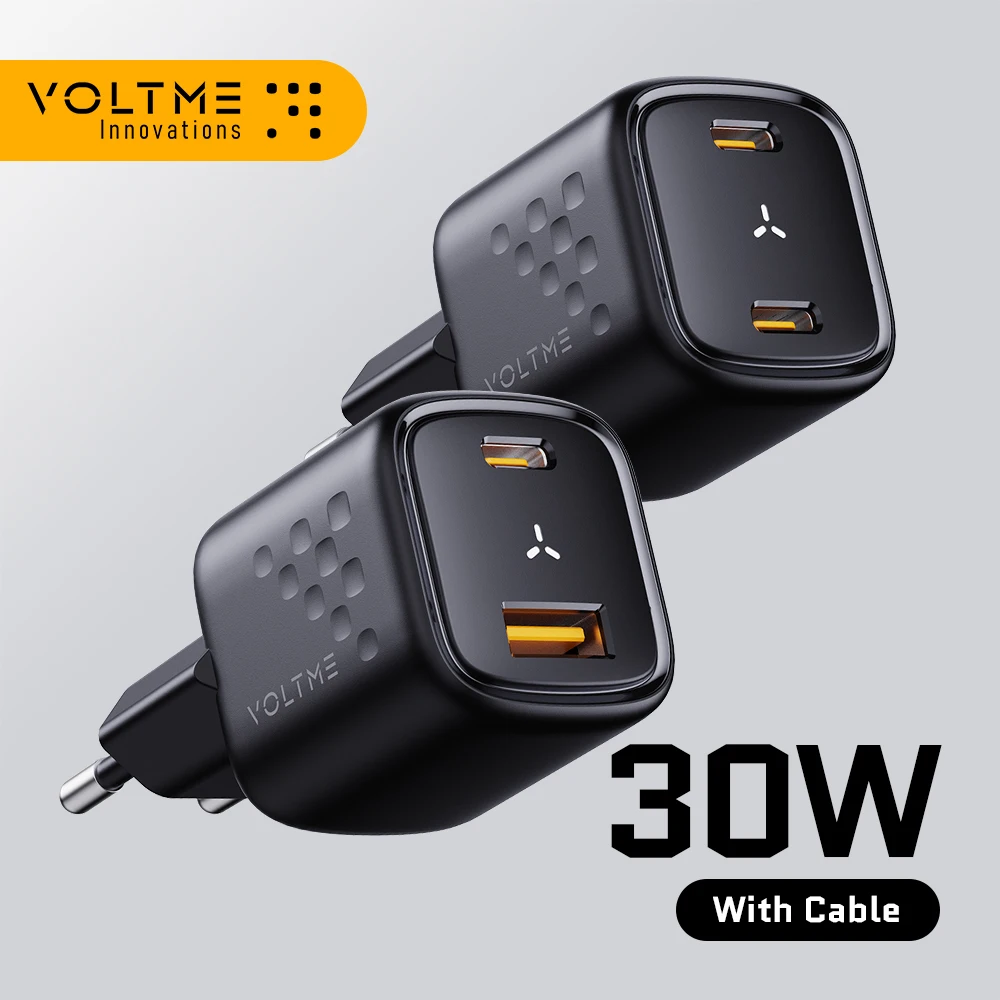 VOLTME Dual USB Fast Charger 30W Type C PD Quick Charge 3.0 Phone Charger for iPhone 15 14 Pro Max iPad Mini Xiaomi Samsung