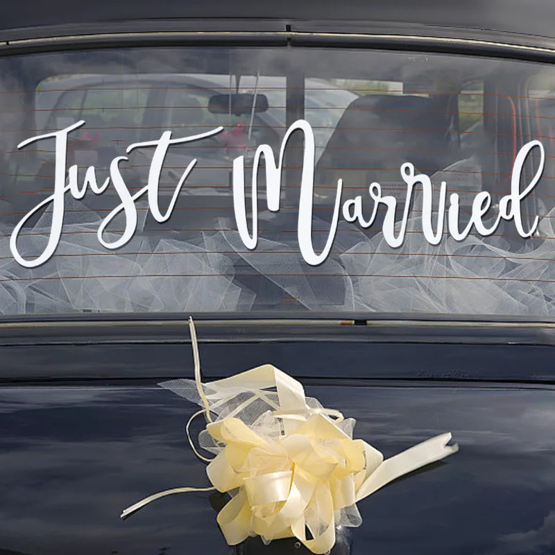 Just Married Car Decals Stickers Wedding Engagement Decoration Just Married Sign Window Wall Stickers