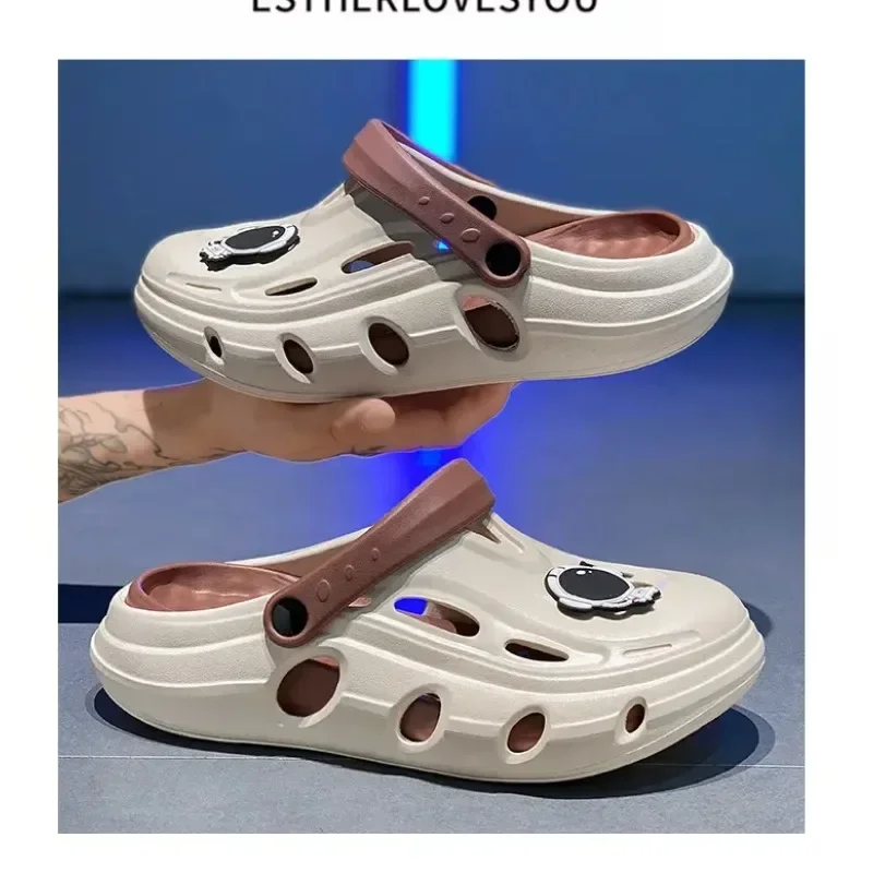 2025 Pantofole da esterno antiscivolo con fondo spesso estivo da uomo Sandali con fondo morbido casual Scarpe slip-on in EVA con tacco piatto traspirante