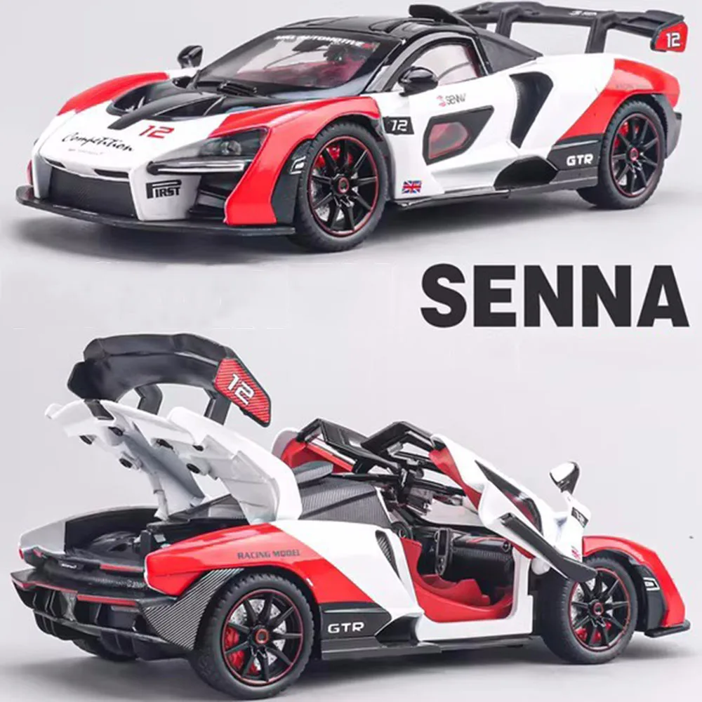 

Масштаб 1:24, модели Senna P1, автомобили из сплава, литые под давлением игрушки, двери, открытое рулевое управление, миниатюрные суперкары, подарки на день защиты детей
