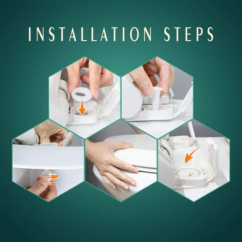 Easy Installation and Long lasting Solution 2pc Toilet Seat Repair Kit with Hinges Bottom Fitting Bolts Screws