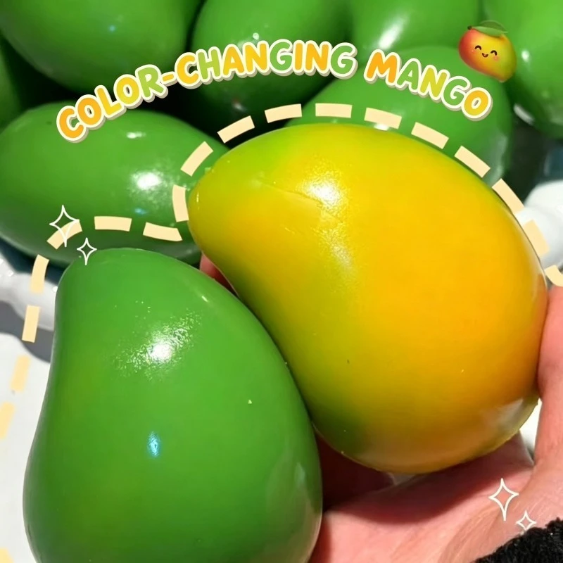 Handmade Crunchy Color-Changing Mango Stress Ball Squishy Toy Crispy Mango Squishy Fidget Ball ASMR Sensory Stress Relief Toy