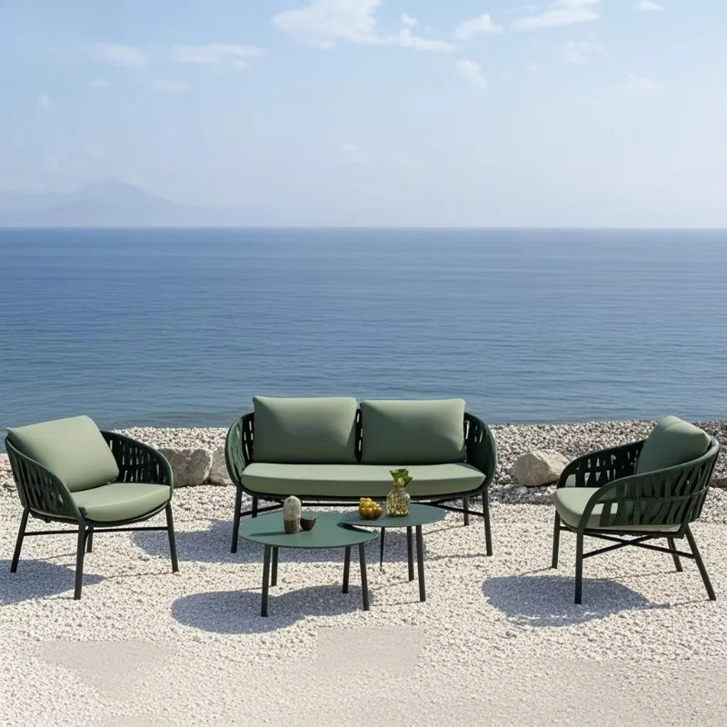 

Small size, low shipping costs, modern design, all-weather patio, outdoor furniture, garden sofa set, woven style with rope
