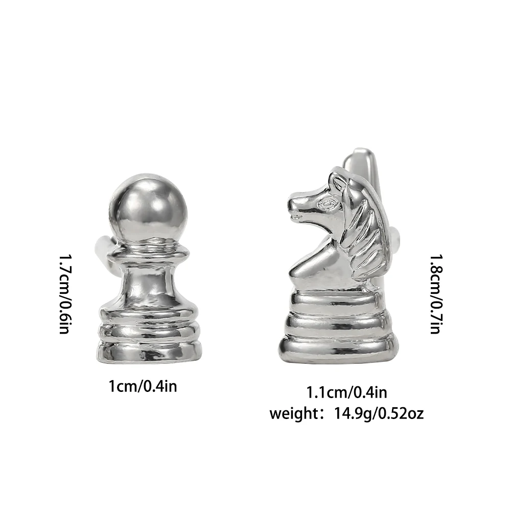 بيان قطع الشطرنج على شكل أزرار أكمام رجالي مضحك فارس وبيدق تصميم كم زر #6