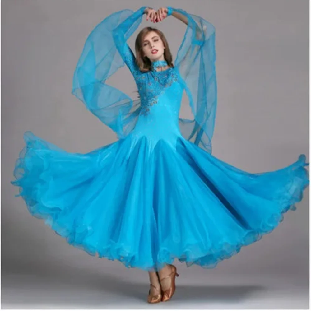 Royal Blue Ballroom Competition Dress Modern Waltz Tango/Latin Dance Dress/Flamenco Dance Dress