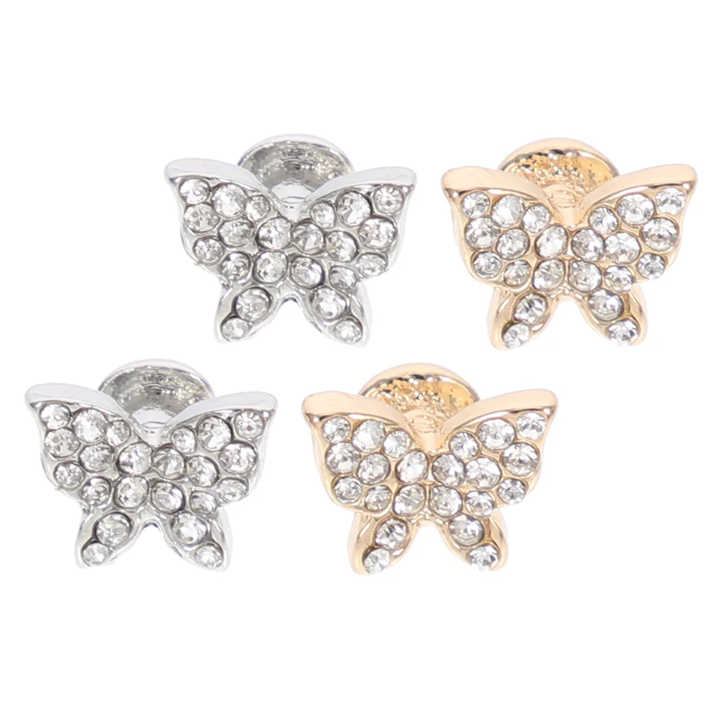 

4 Pcs Full Diamond Decorative Watchband Charms Detailed Workmanship Lasting Alloy Suitable for Silicone Smartwatch Straps