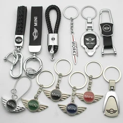 3D Metal/Leather Car Styling Keychain For MINI Cooper One S JWC R55 R56 F56 R57 R58 R59 R60 Key Chain Key Rings Auto Accessories