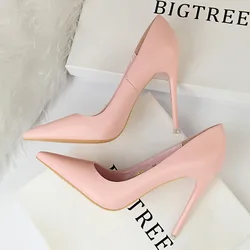 BIGTREE Heels Shoes Woman 2023 Plus Size 43 Pointed Toe Spring High Heels Pink Pumps Office Work Shoes Matte Leather Baby Blue