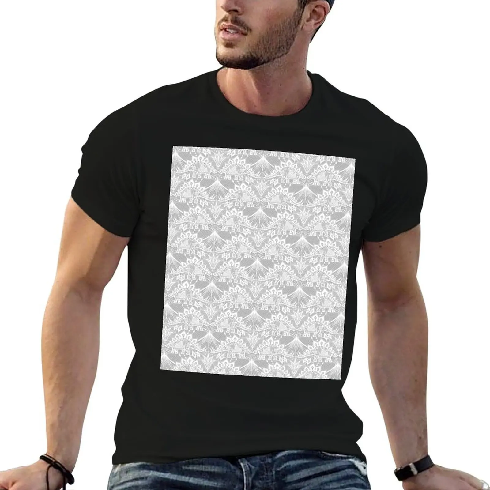 Stegosaurus Lace - White T-Shirt custom shirt cute clothes oversized t shirt Short sleeve tee men