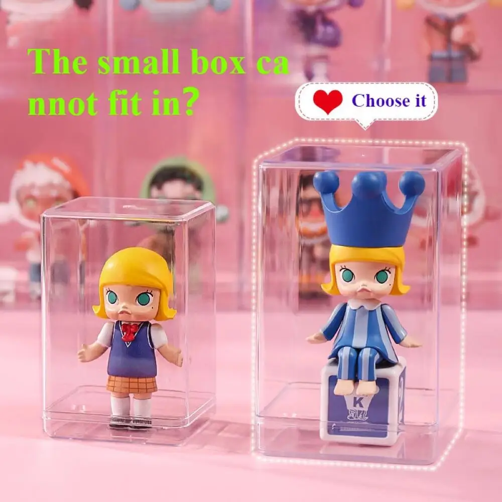 Présentoir de rangement de boîte aveugle mignonne, vitrine de poupée unique pour boîte de rangement Pop Mart, boîte d'exposition transparente anti-poussière à main