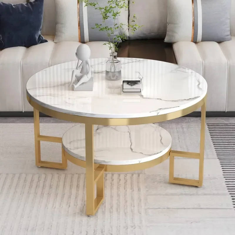 Nordic Marble Coffee Table Light Square Table Living Room Small Apartment Simple Household Rectangular Coffee Table