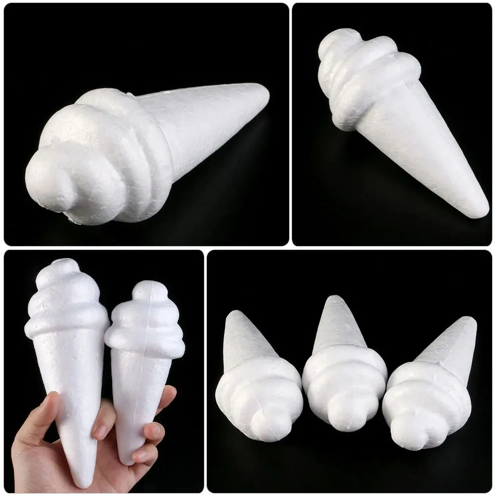 8Pcs Multipurpose Foam Ice Cream Props Unpainted Blank Ice Cream Shapes for Hand Painting DIY Crafts Home Table Festival