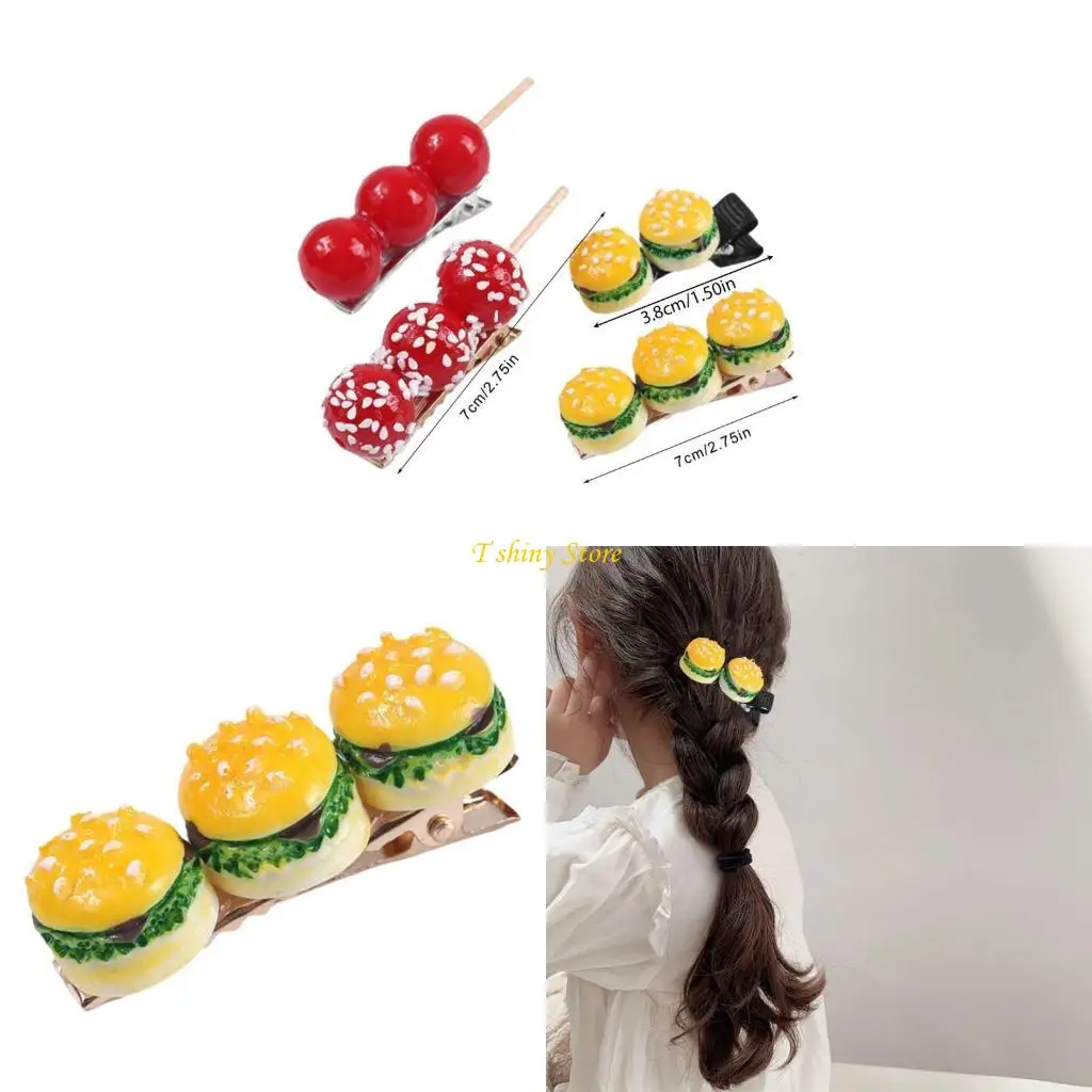 

N58F Simulation Candied Haws/Burger Hair Clip Funny Side Clip Lovely Hairpin for Kids