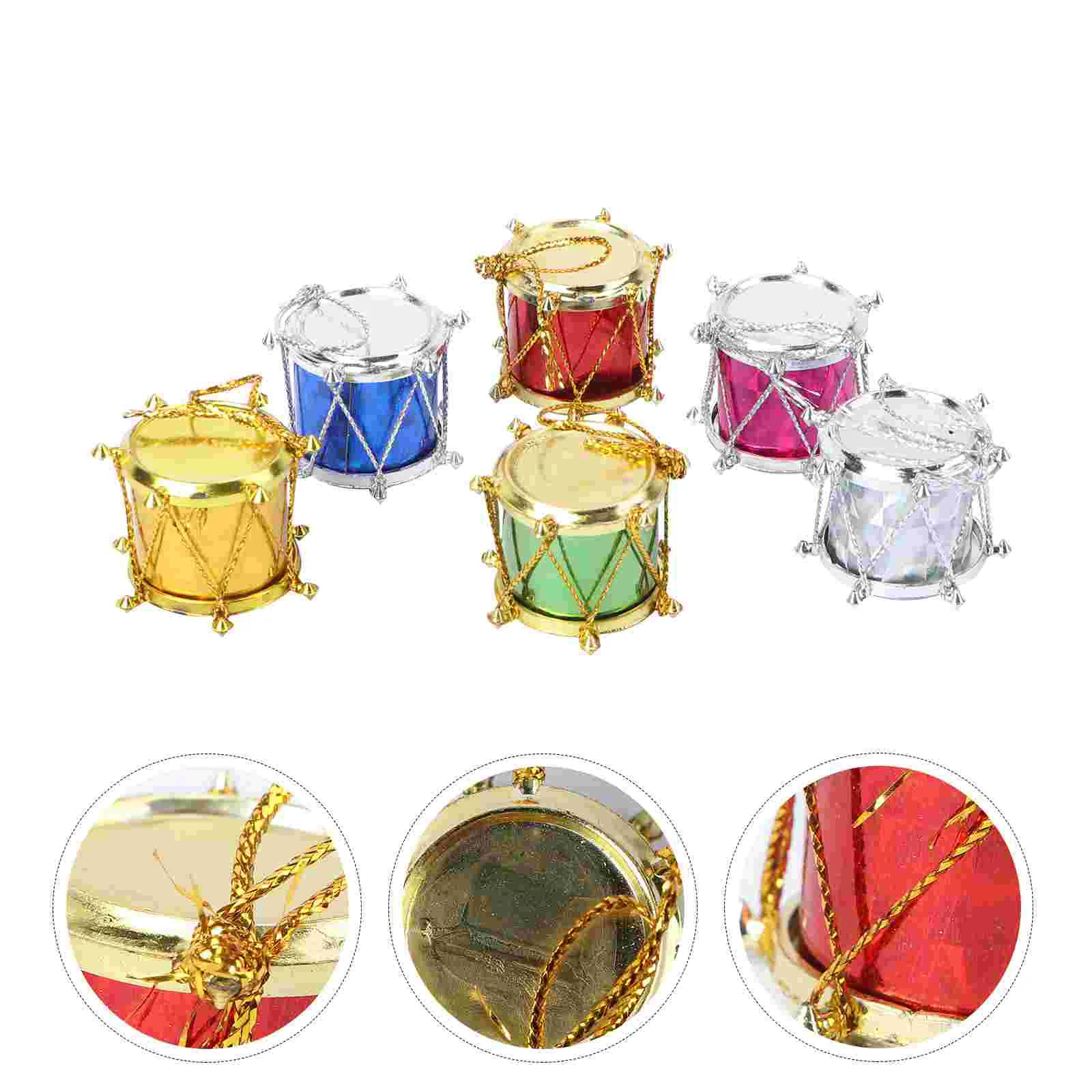 48PCS 2CM Christmas Mini Drum Hanging Pendants Colorful Glitter Mini Drum Ornaments Christmas Tree Hanging Ornaments Plastic Min