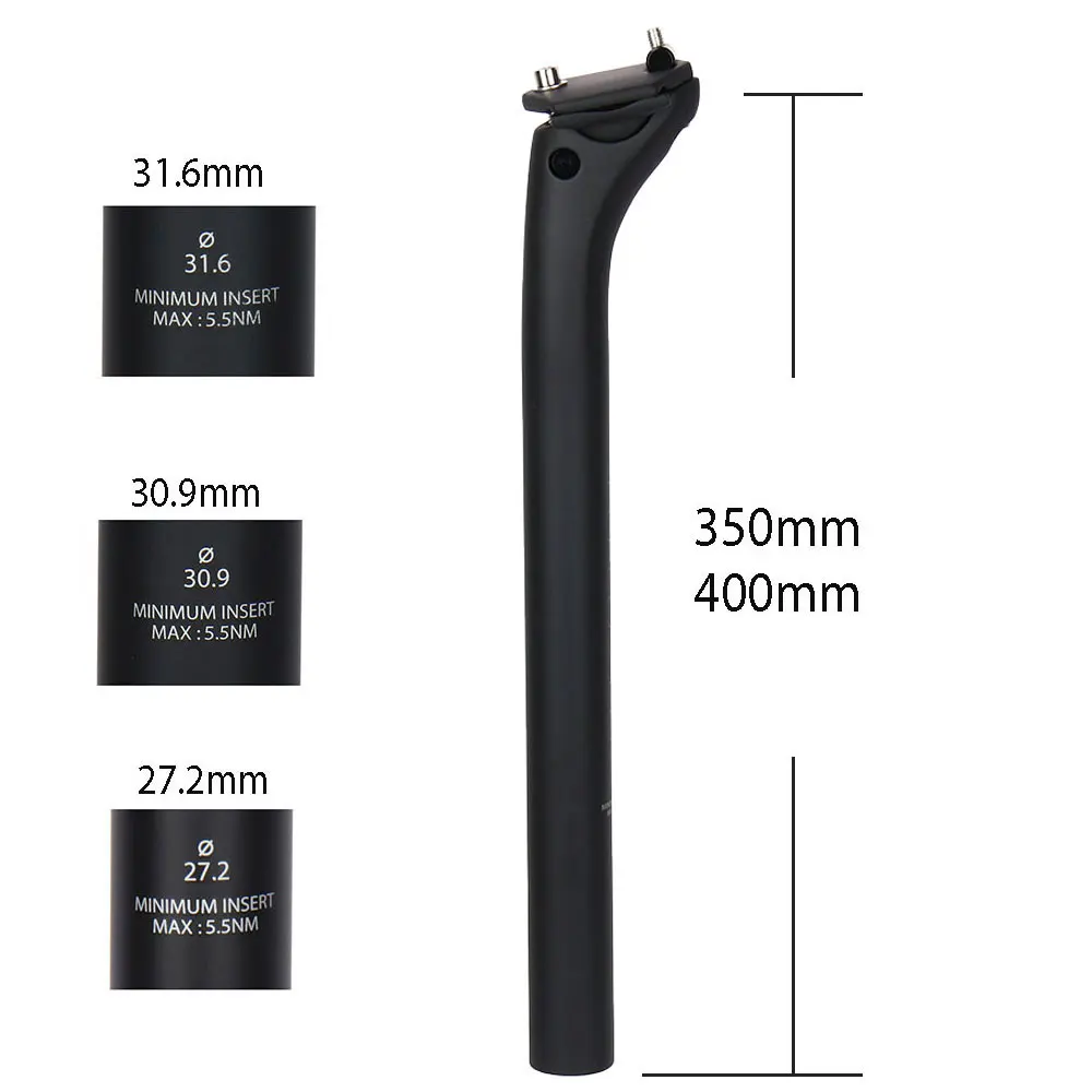 ELITAONE MTB Carbon Sattelstütze 27,2/30,9/31,6mm Offset 20mm Rennrad Sattelstütze mit Carbon Faser Basis Abdeckung 350/400mm – Detail 4