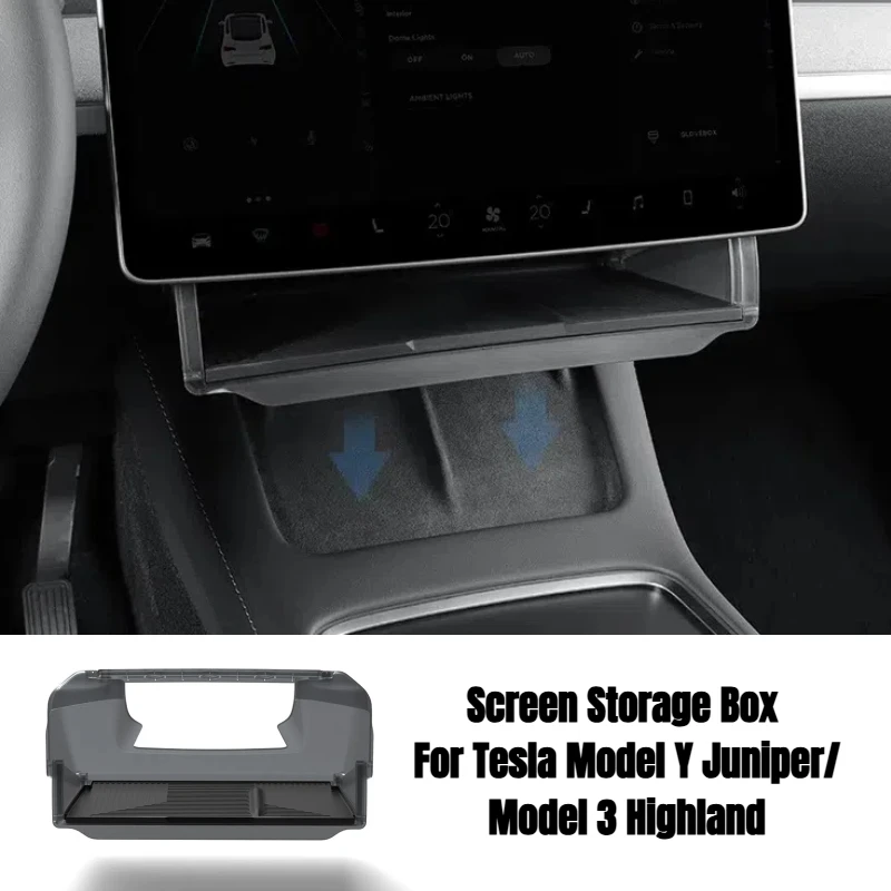 

Ящик для хранения экрана для Tesla Model Y Juniper/Model 3, скрытый лоток-органайзер для хранения Highland под центральный ящик для экрана управления