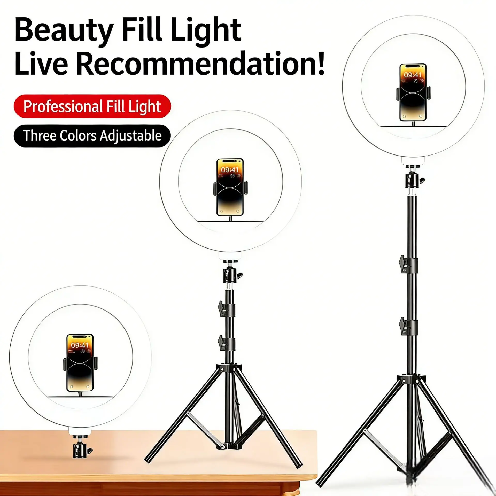 12 Inch Mobile Live Streaming Circular Fill Light Anchor Desktop Photo Beauty Soft Light Selfie Bracket Lighting Photography