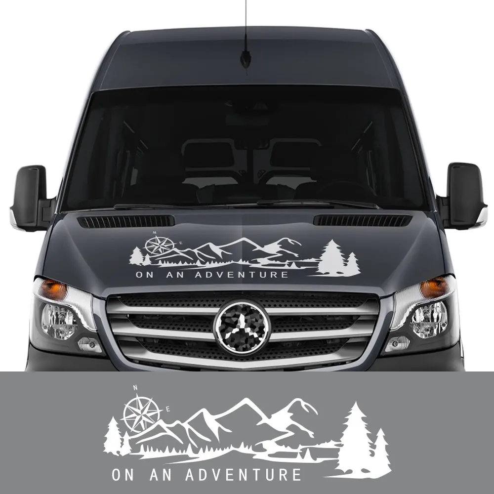 1pc Car Hood Stickers Bonnet Stripes Camper Van Graphics Vinyl Decals For Mercedes Benz Sprinter Auto Exterior Decor Accessories