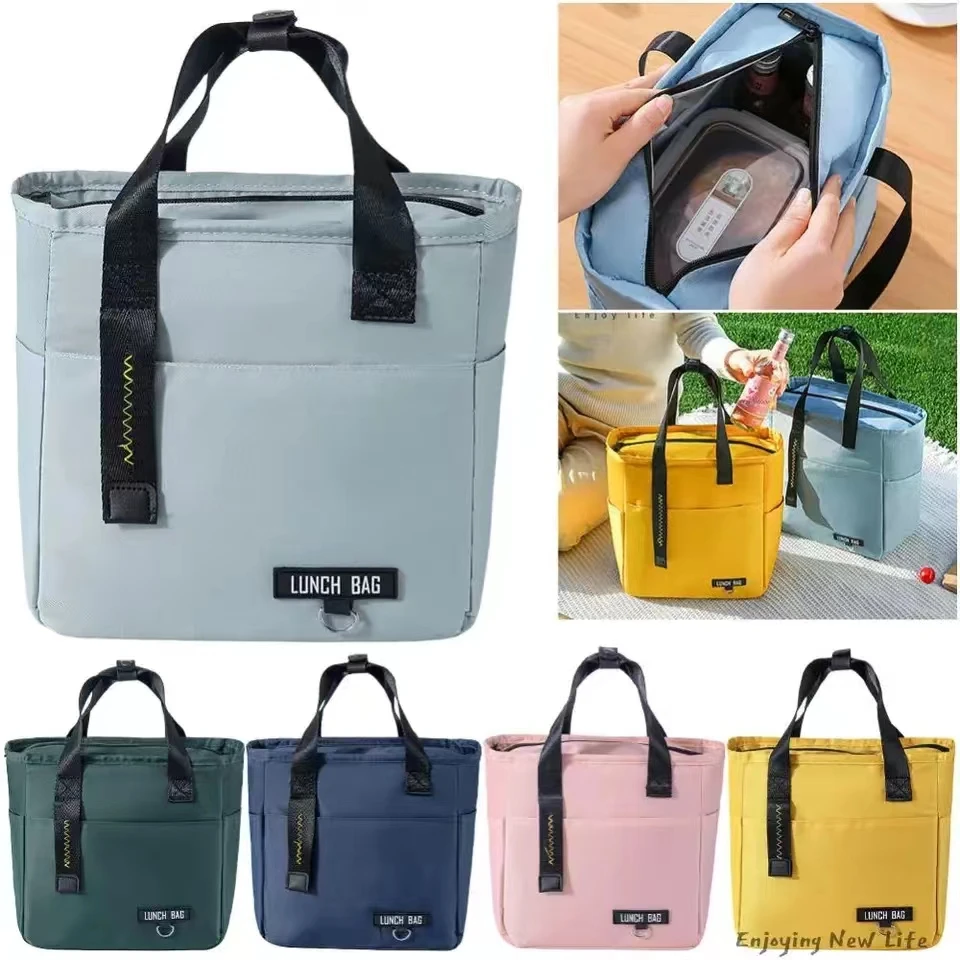 Borsa termica Bento Lunch Box isolata borsa termica per alimenti di grande capacità con cerniera contenitore per borse da Picnic da viaggio più