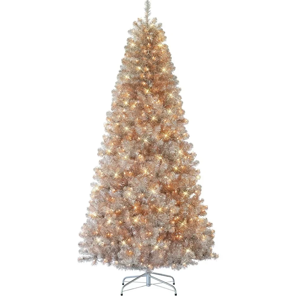 7.5 ft Pre-lit Rose Gold Tree, 1315 Tips, 500 UL Clear Incandescent Lights