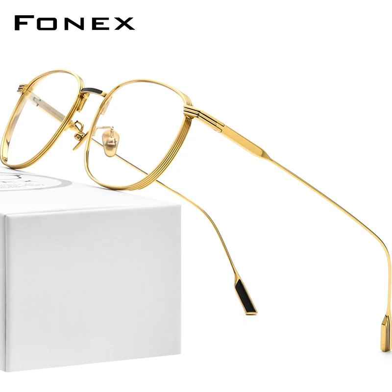 

FONEX Pure Titanium Glasses Frame Women Vintage Round Eyeglass Frame Men 2020 New Titan Eyewear 8517