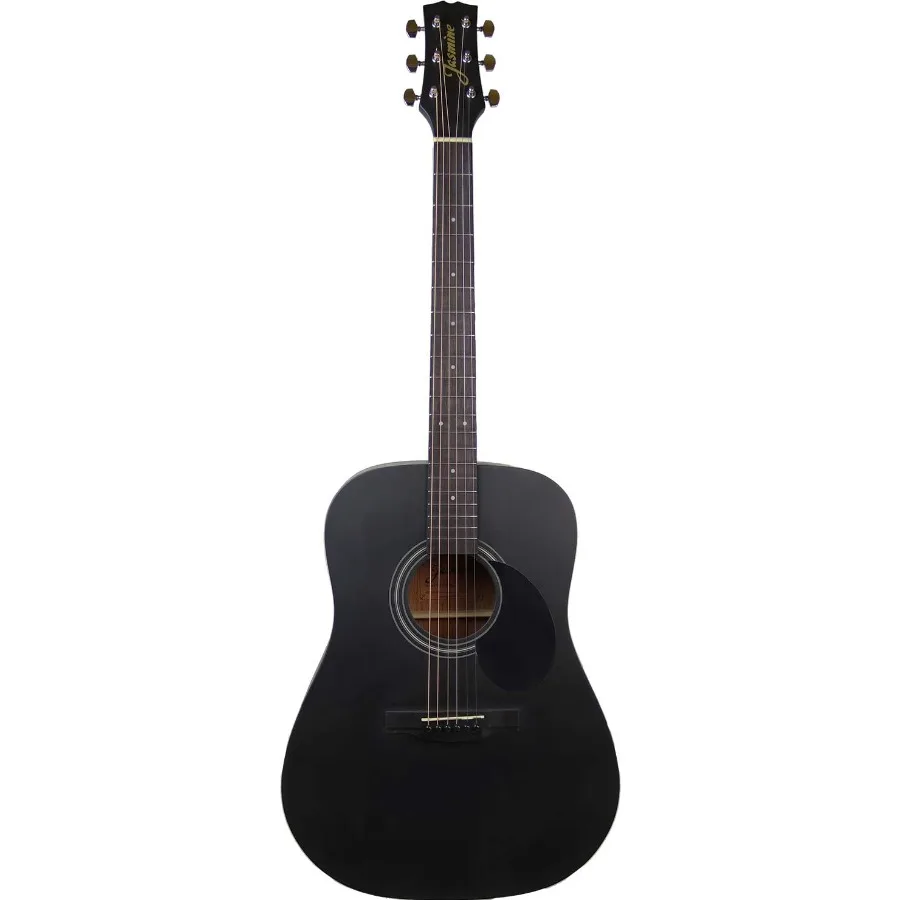 جيتار صوتي S35 Dreadnought - حزمة سوداء غير لامعة مع غطاء واقٍ مزخرف لهاتف آيفون وحزام موالف يختار كتاب تعليمي أوستن بازار