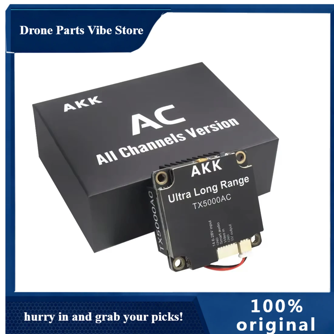

Видеопередатчик FPV APAKK TX5000AC 5 Вт 5,8 ГГц 96 каналов для радиоуправляемых дронов и самолетов, сверхдальний радиус действия
