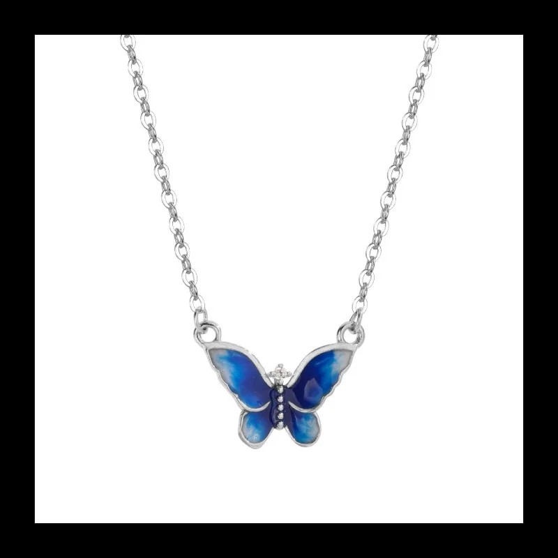 جديد الفرنسية الأزرق فراشة قلادة S925 الفضة الاسترليني المتخصصة تصميم الأزياء مزاجه ضوء الفاخرة الراقية قلادة المرأة