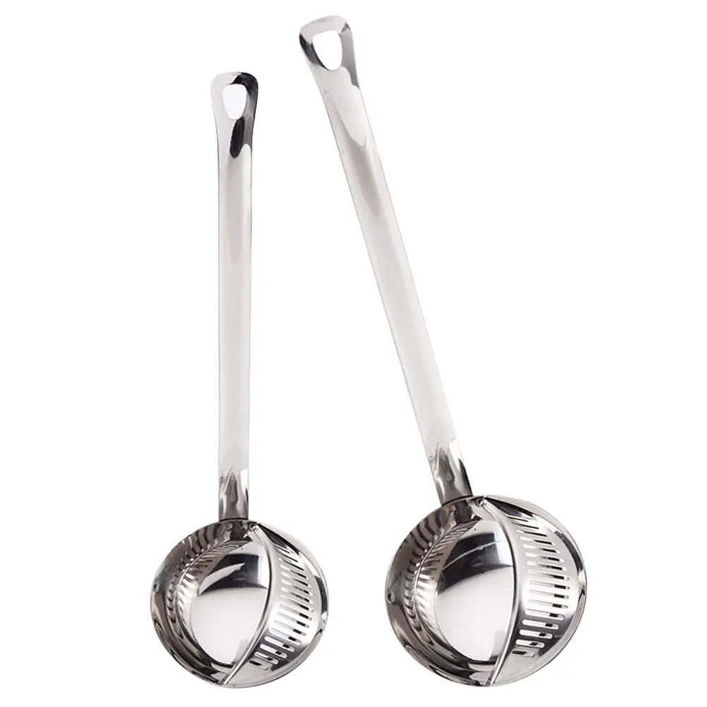

2pcs Stainless Steel Skimmer Spoon Long Handle Oil Filtering Soup Ladle For Home Restaurant Kitchen Gadget Strainer Spoon