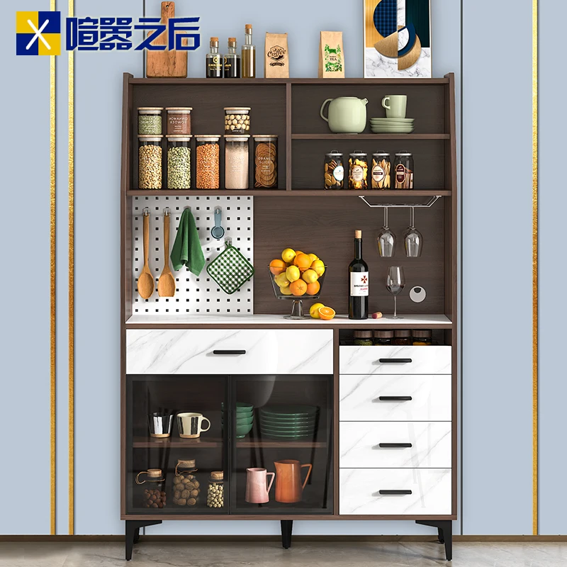 Stone Plate Sideboard Cabinet Integrated Wall High Cabinet Narrow 30cm Wine Cabinet Tea Cabinet