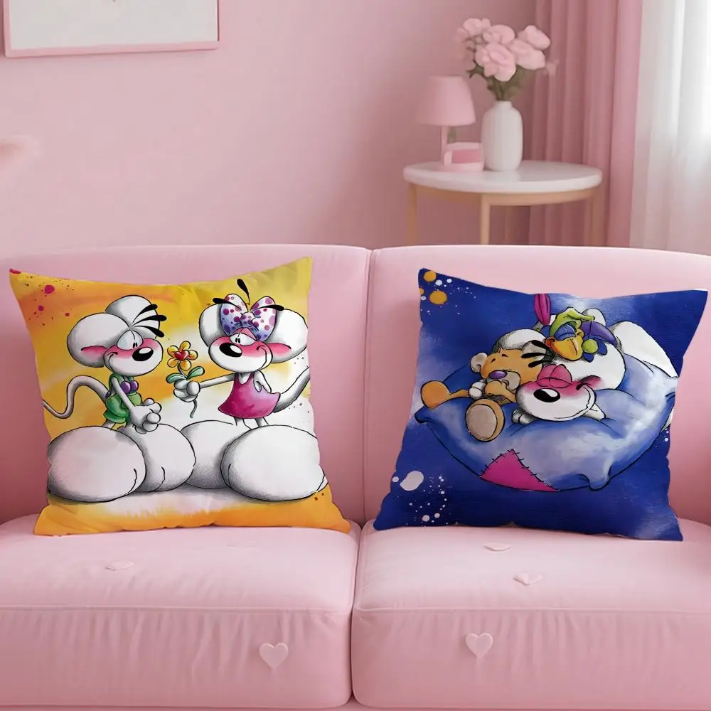 Classic Cartoon Character Diddl Cushion Cover Soft & Easy-Wash Pillow Case – Versatile for Couch, Bed, Travel and Office