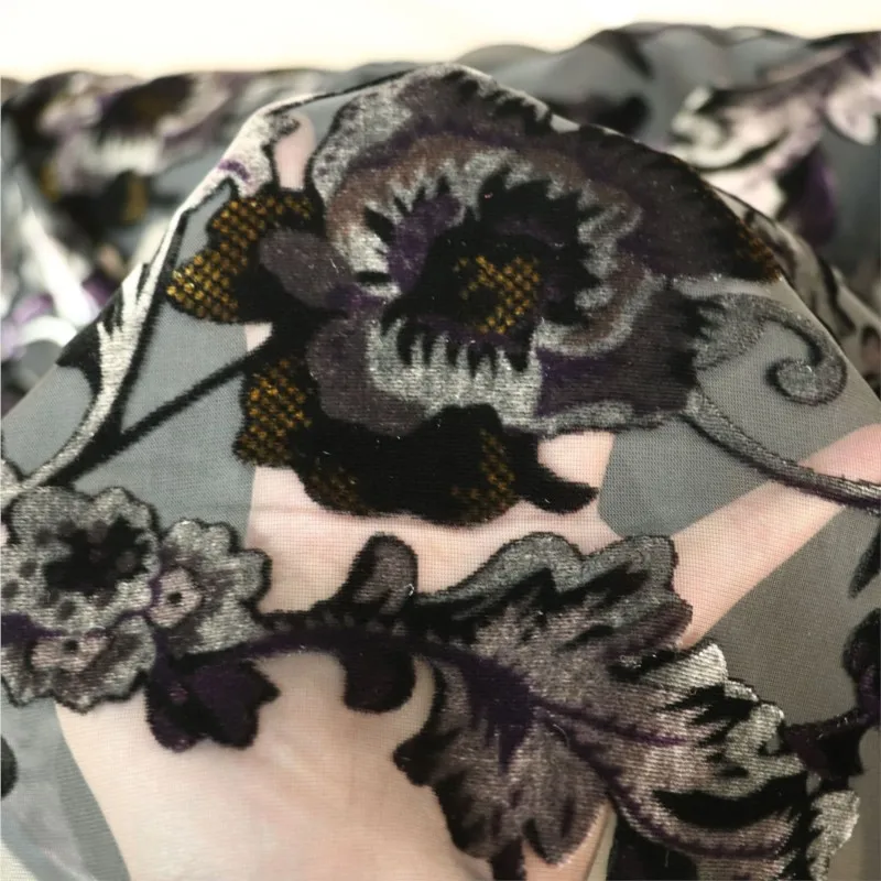 

Woven velvet brocade velvety fabric printed and embossed nightgown dress cheongsam