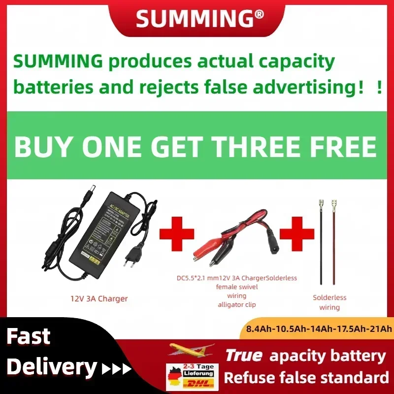 SUMMING 12V Lithium ion 3S6P Battery 18650 Rechargeable Battery 12000Ah Large Capacity Used for Power Generation and Storage