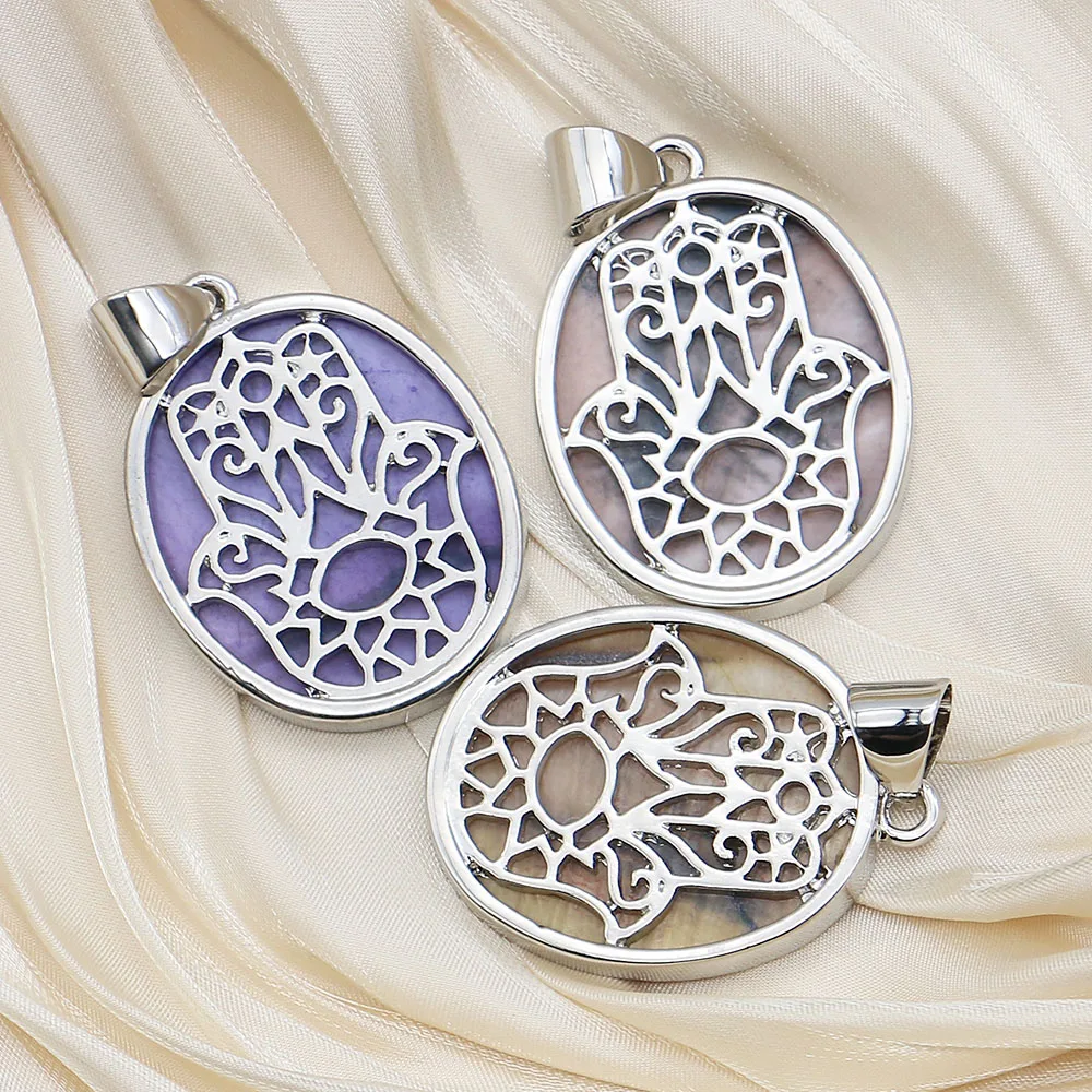 

Fashion DIY Accessories Imitation Shell Charm Sliver Color Hand Shape Pendant for DIY Necklace Gifts Jewelry Making Accessories