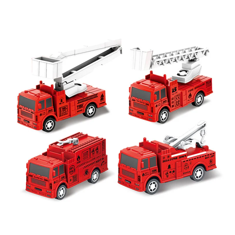 

4Pcs/set Kids Toy Car Pull Back Engineering Vehicle Simulation Inertia Fire Engine Model Boys Toys for Children Gifts