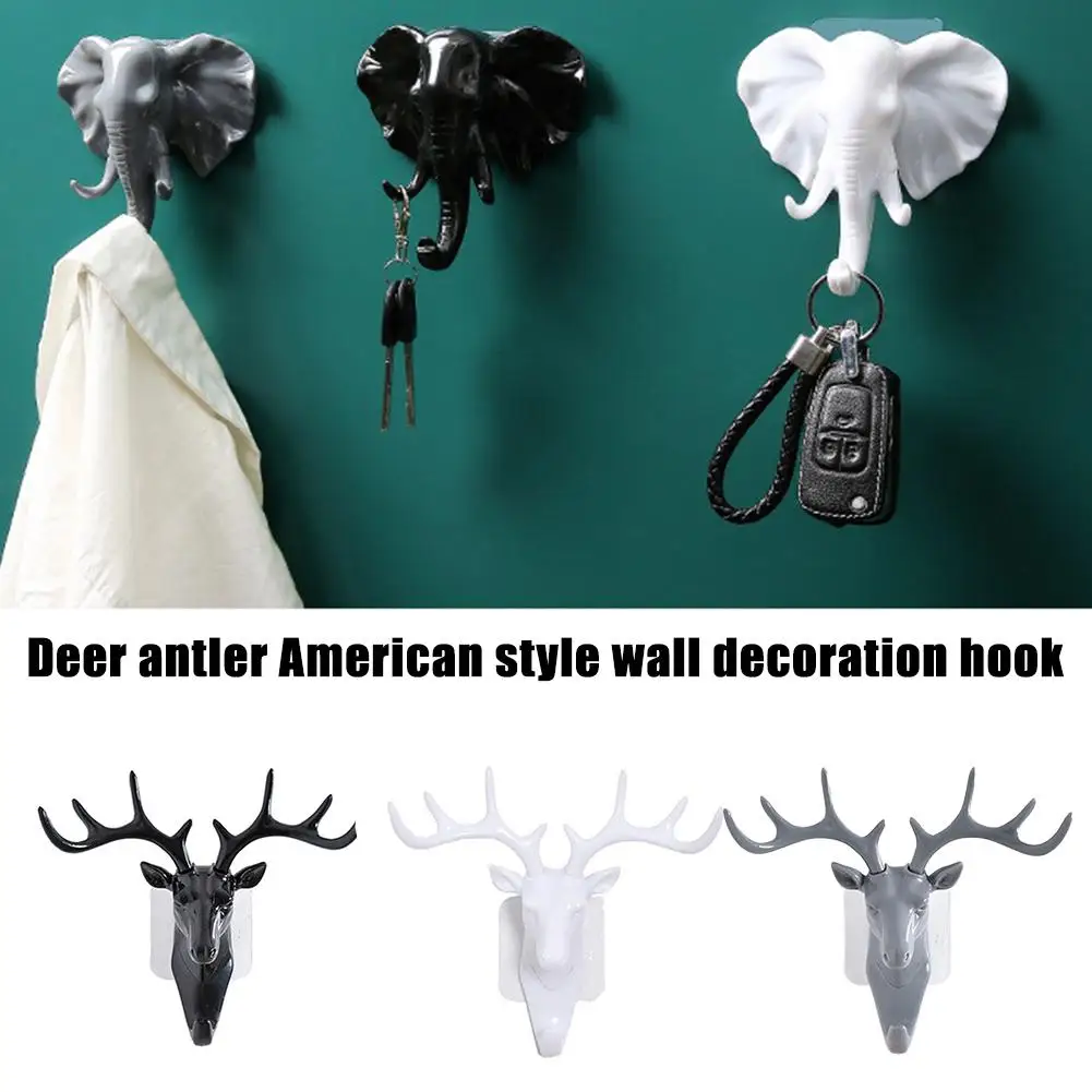 Fashion Cute Antler Hook Deer Head Key Holder Hanger Living Room Wall Decorative Ornament Home Decor Accessories