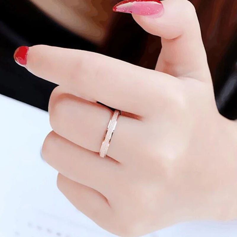 Stainless Steel Frosted Large Size Ring 2/4/6mm Wide Simple Geometric Type Rings For Women Men Wedding Engagement Jewelry