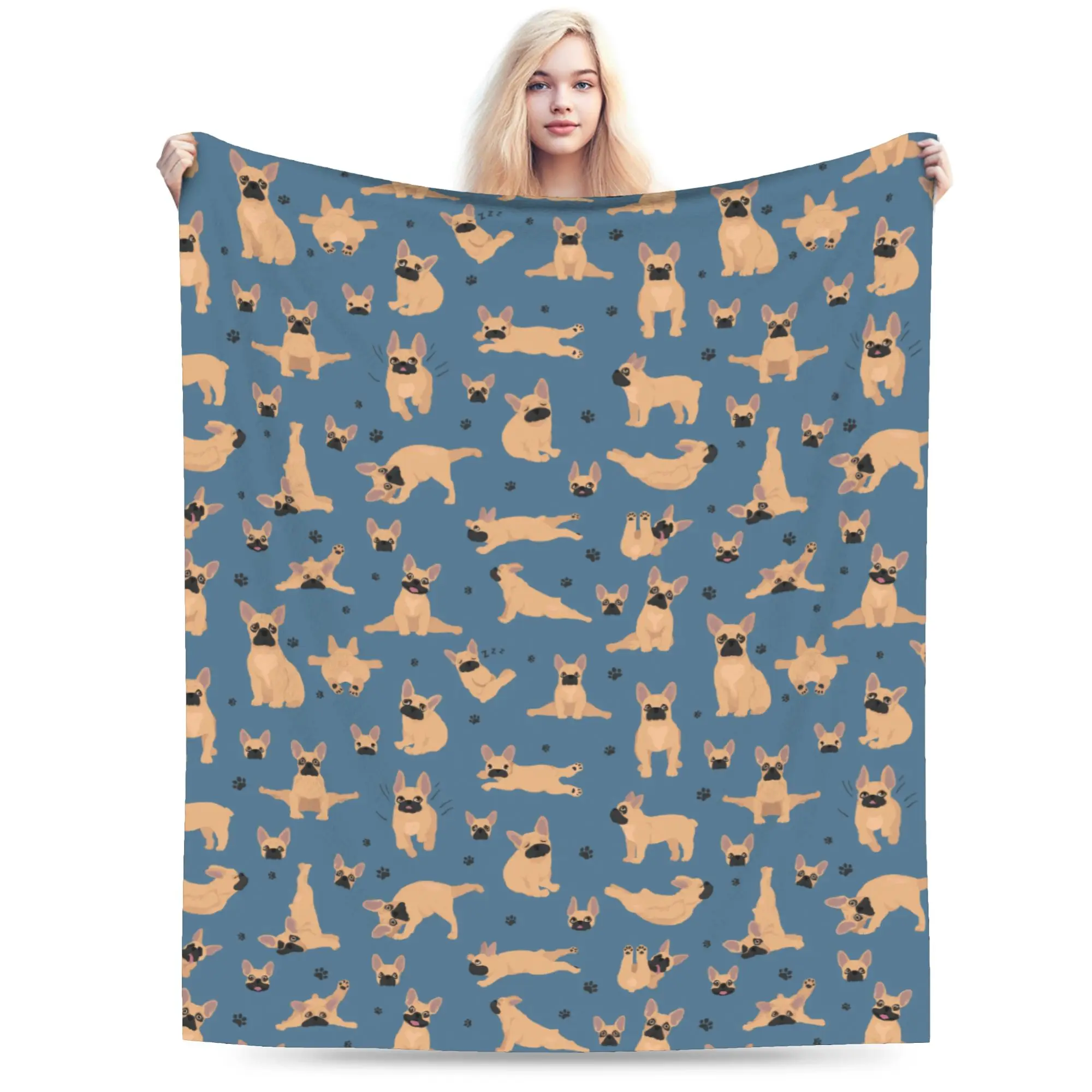 French Bulldog Dog Blankets Flannel Summer Animal Multi-function Warm Throw Blanket for Bed Office Plush Thin Quilt