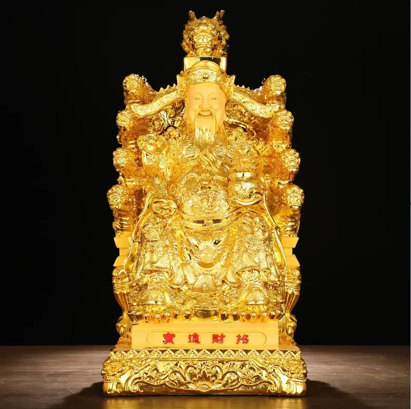 Mascot Inviting Wealth God of Fortune Ornaments, Home Living Room Buddha Statue Treasure Opening Sculptures