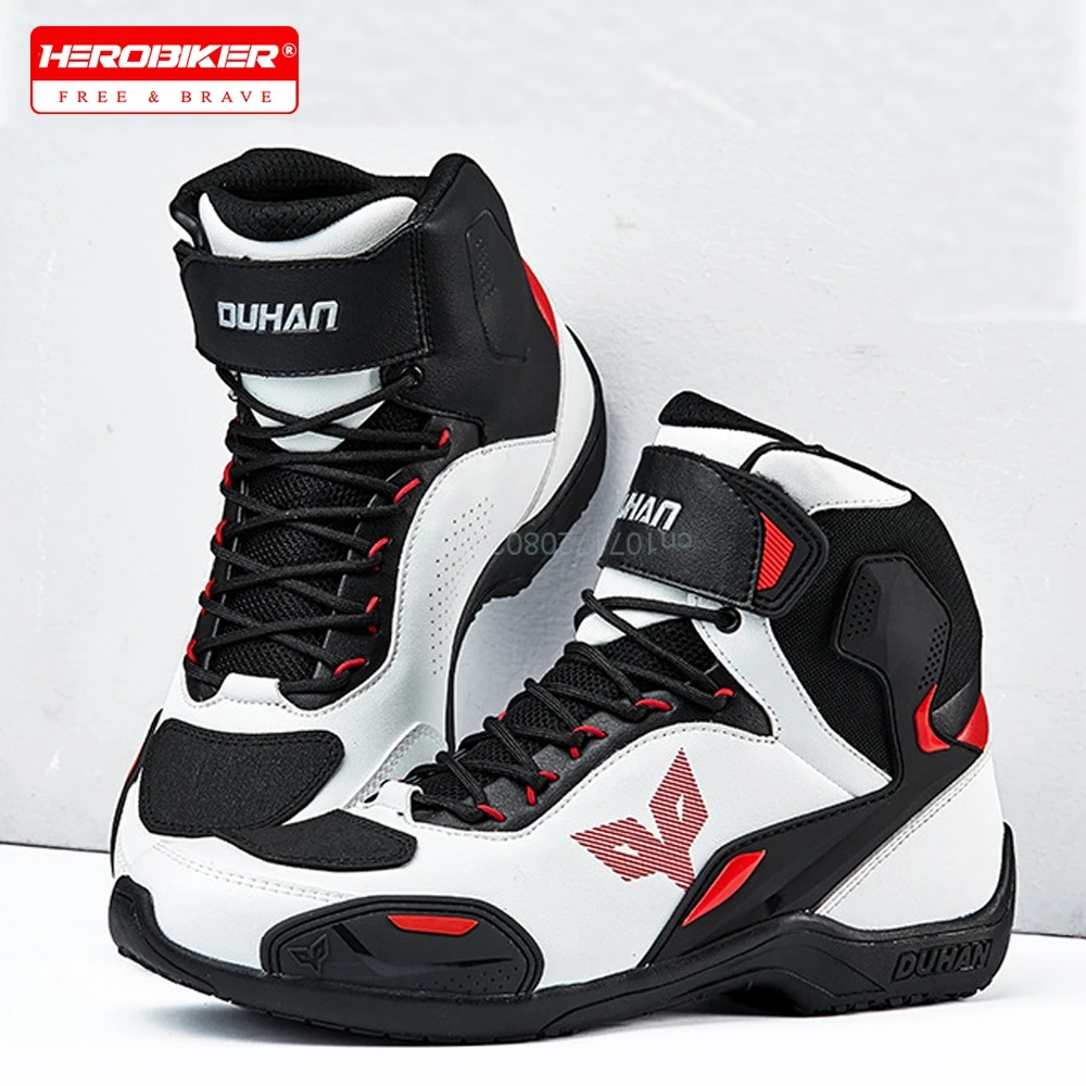 

DUHAN Motocross Boots Breathable Motorcycle Shoes Anti Sprain Foot Botas Para Moto Wear Resistant Fall Prevention Mid Top Shoe