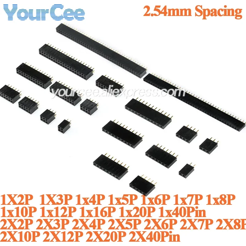 10szt/lot 2.54mm Double Single Row Pin 2*2P 3P 4P 5P 6P 8P 10P 12P 20P 40P Straight Pin Female Header Strip Socket Connector — zdjęcie 2