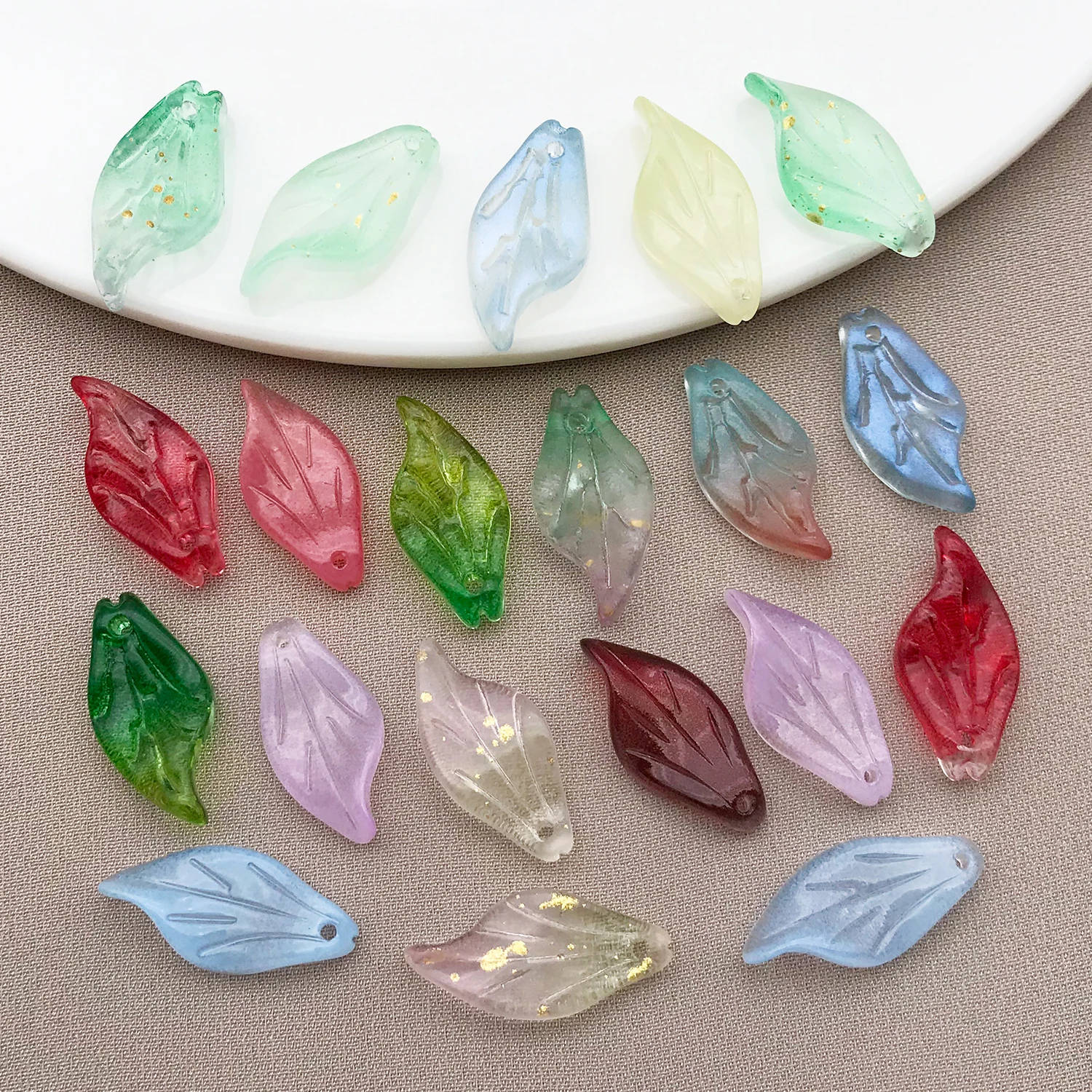 20pcs 9x20mm Transparent Glass Loose Beads Petals Leaf Shape Pendants For DIY Making Jewelry Earing Necklace Accessories ﻿ image 2