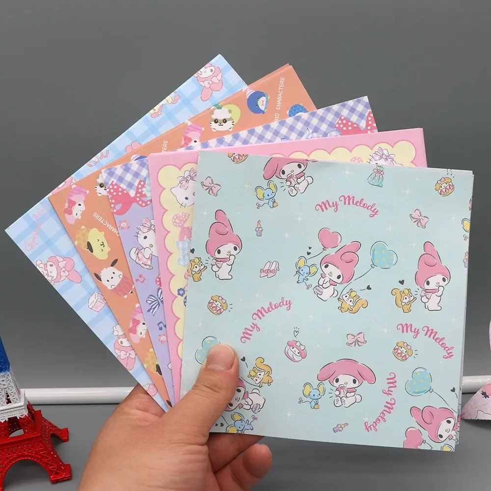 Sanrio Hello Kitty พันกระดาษ Cranes Origami สแควร์ Handmade 15ซม.กระดาษสีอนุบาลหัตถกรรม Class วัสดุ